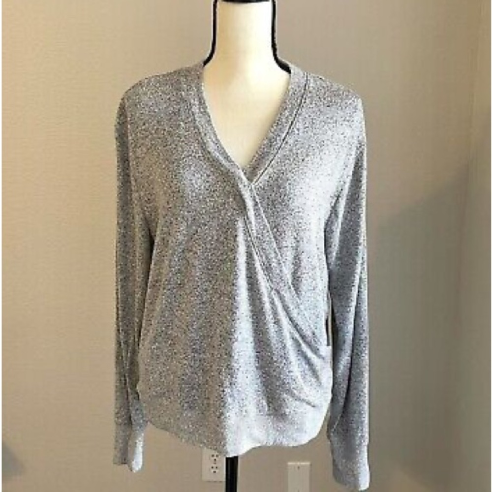 J.Crew Women’s Gray Faux Wrap Lightweight Long Sleeve Sweater Pullover Sz XLarge - Picture 5 of 8
